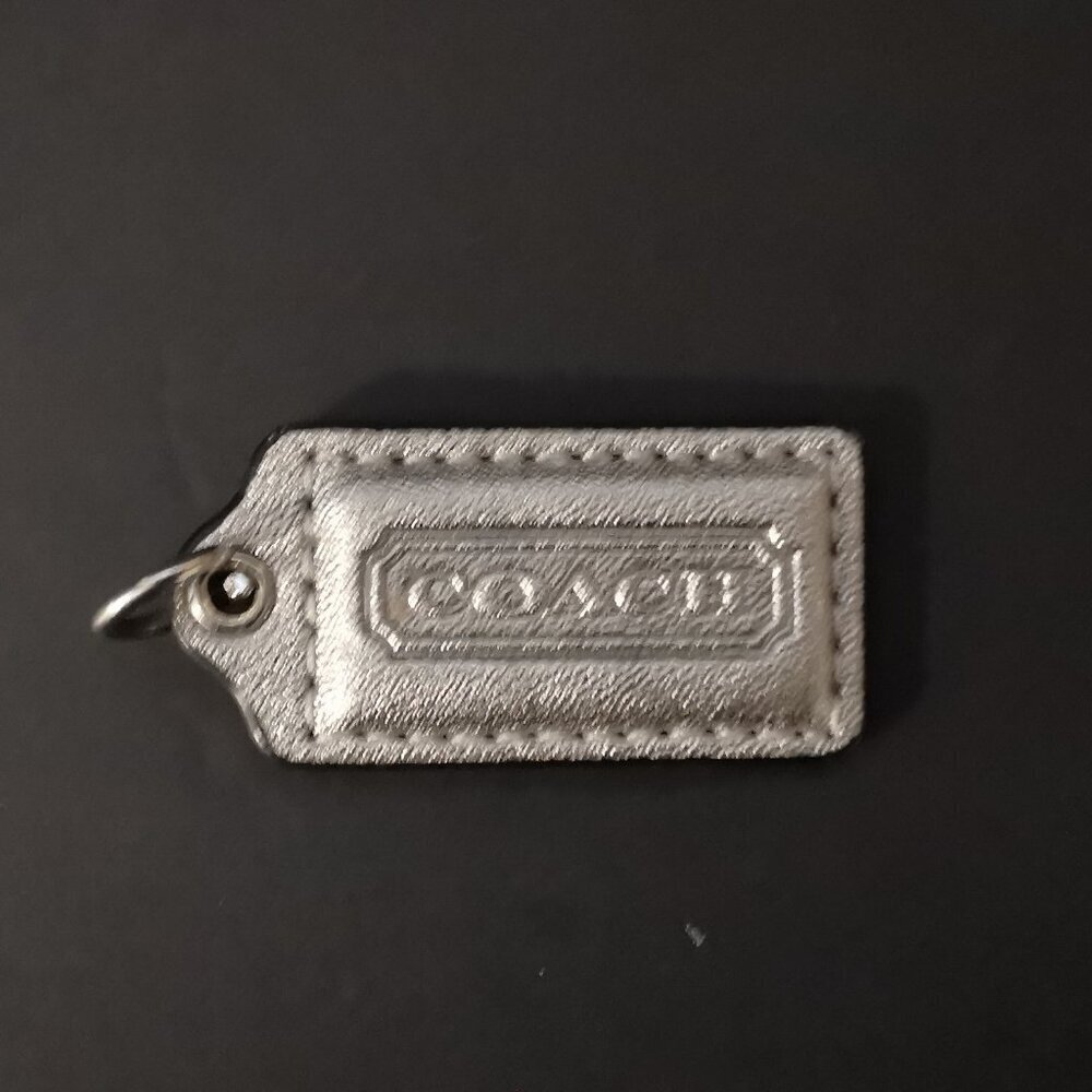 Coach Metallic Silver Leather Handbag Charm / Hang Tag